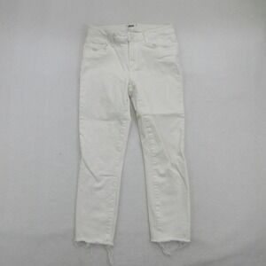 Paige Women's Jeans Size 27 Skyline Skinny Crop White Stretch Denim Raw Hem